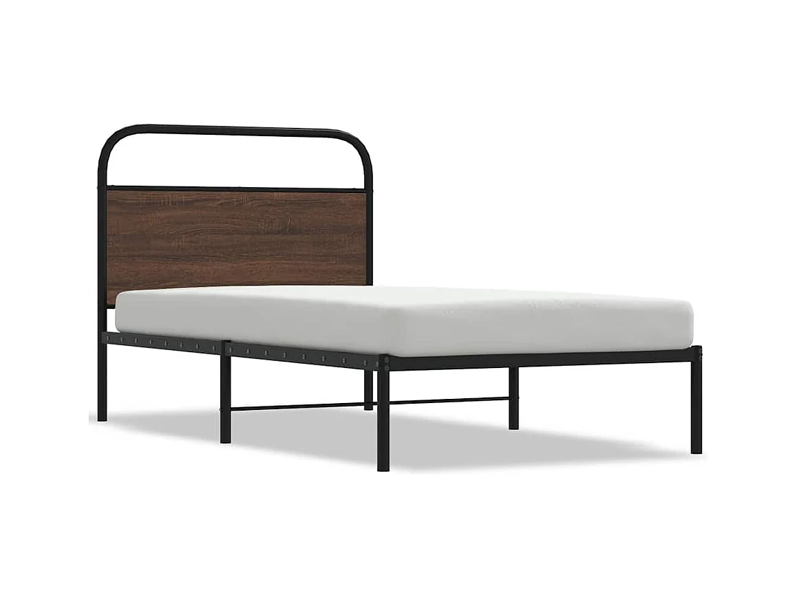 Cadre de lit sans matelas 90x200cm chêne marron bois ingénierie