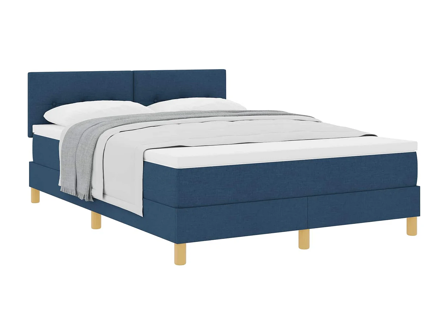 Boxspringbett mit Matratze mit Kopfteil Blau 140 x 200 cm Stoff