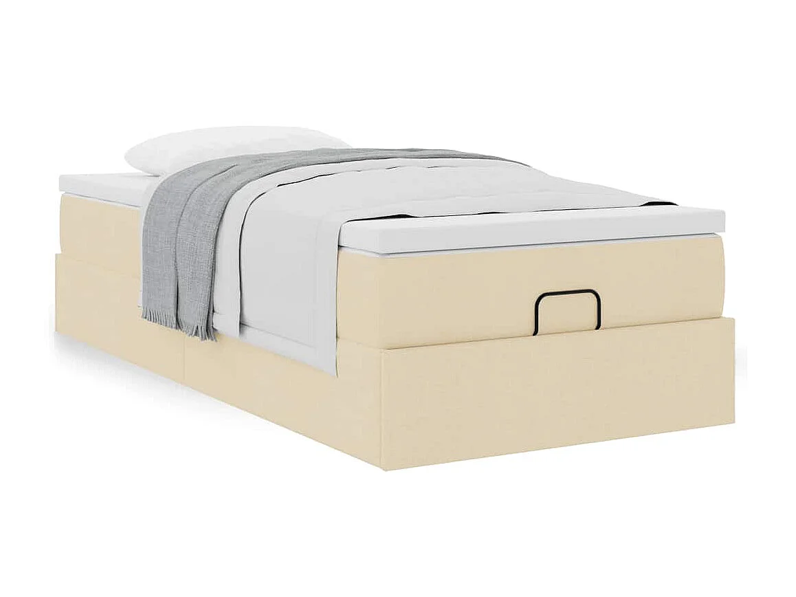 Ottoman-Bett mit Matratze Creme 90x200 cm Stoff