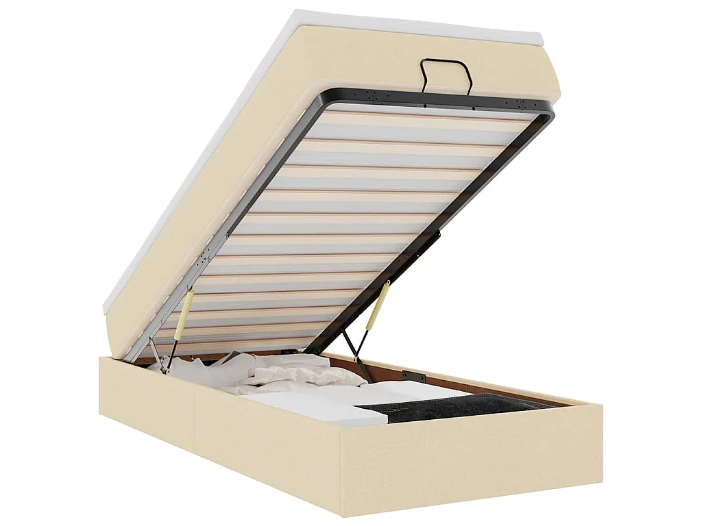 Ottoman bed met matras 90x200cm stof crèmekleurig