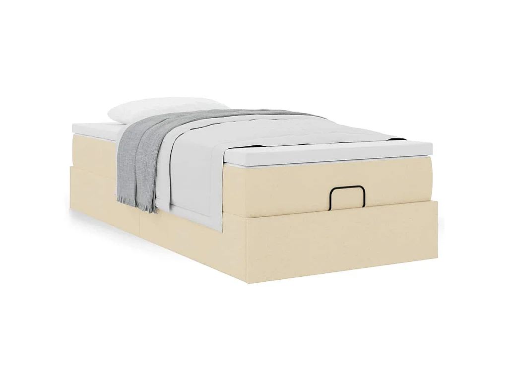Ottoman bed met matras 90x200cm stof crèmekleurig
