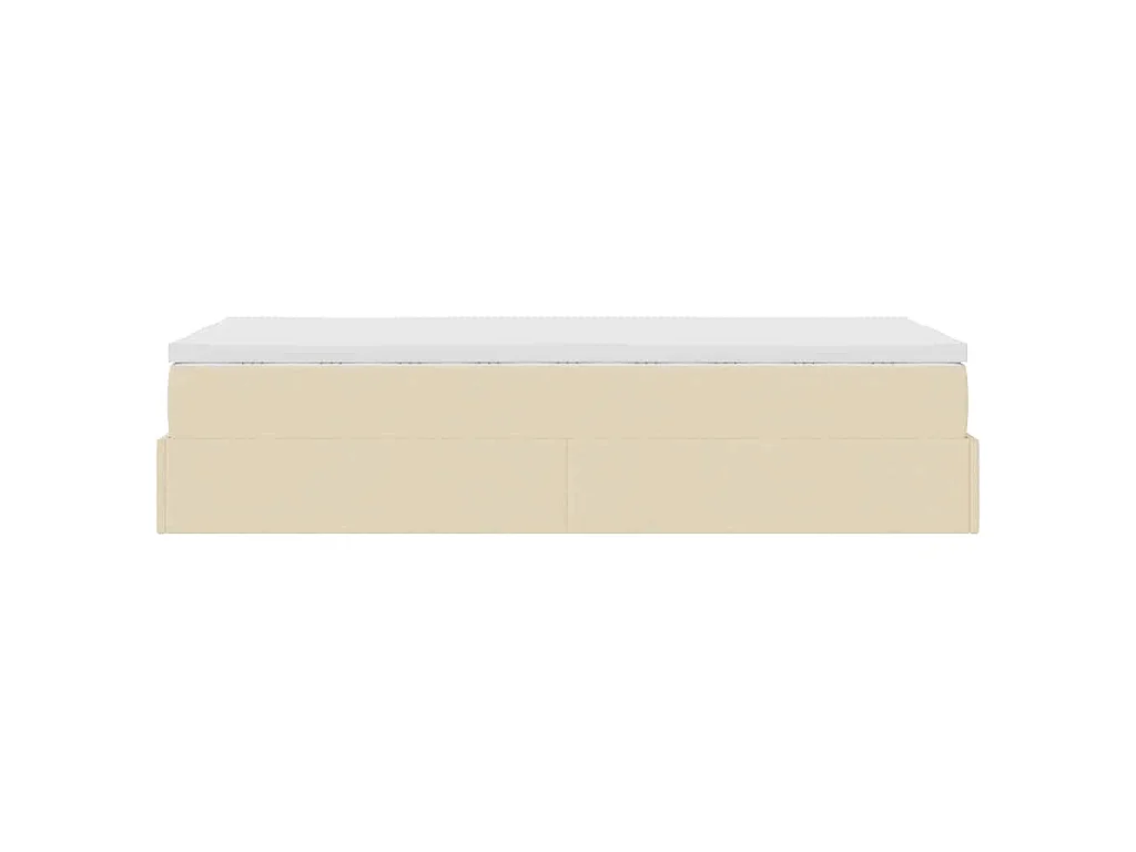 Ottoman bed met matras 90x200cm stof crèmekleurig