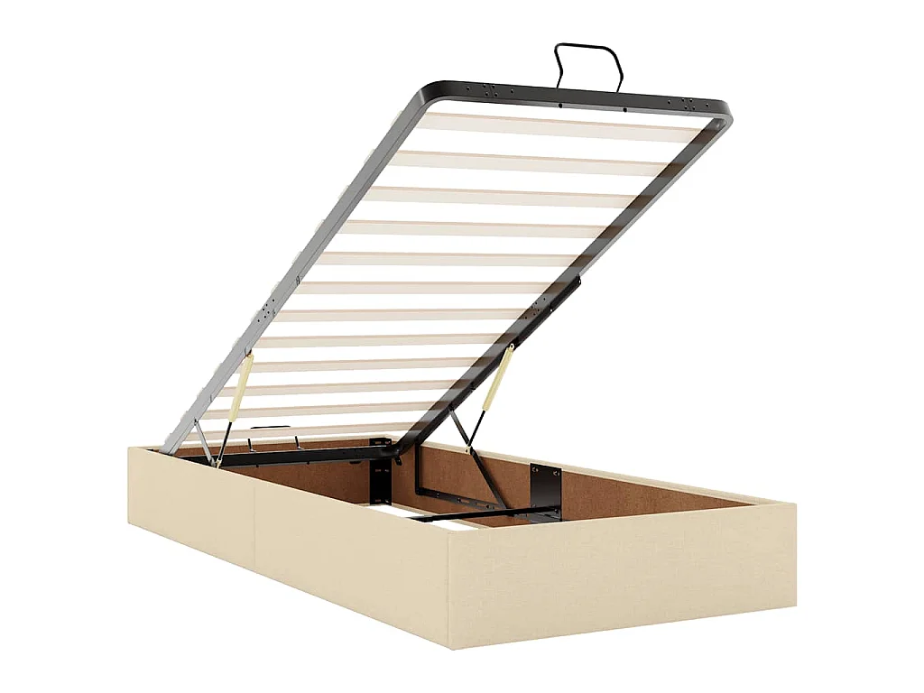 Ottoman bed met matras 90x200cm stof crèmekleurig