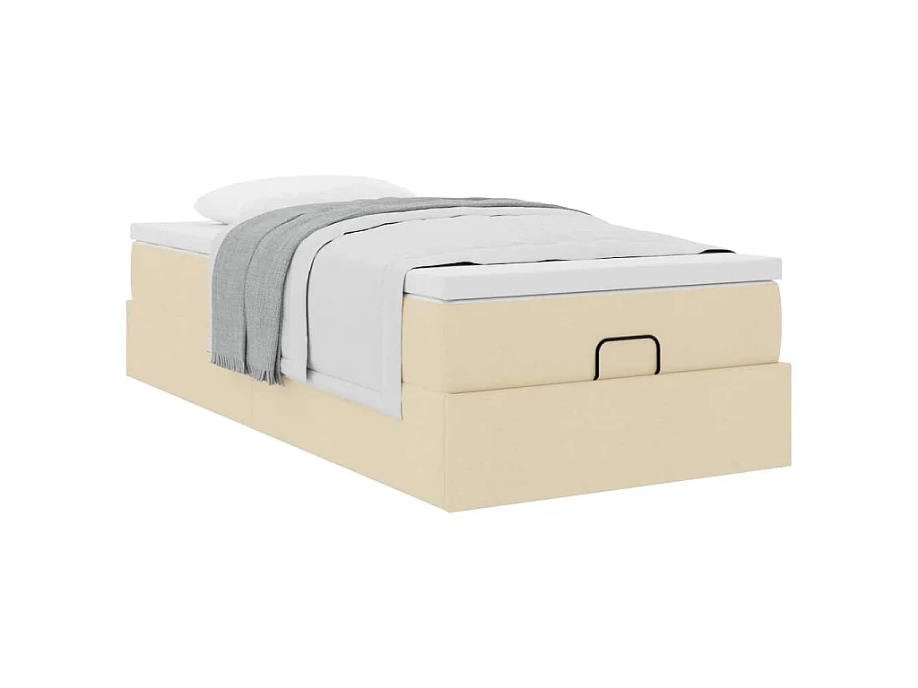 Ottoman bed met matras 90x200cm stof crèmekleurig