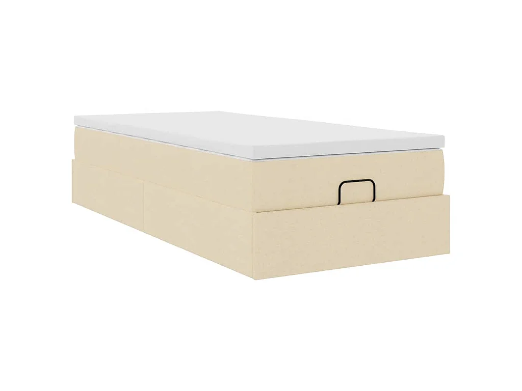 Ottoman bed met matras 90x200cm stof crèmekleurig