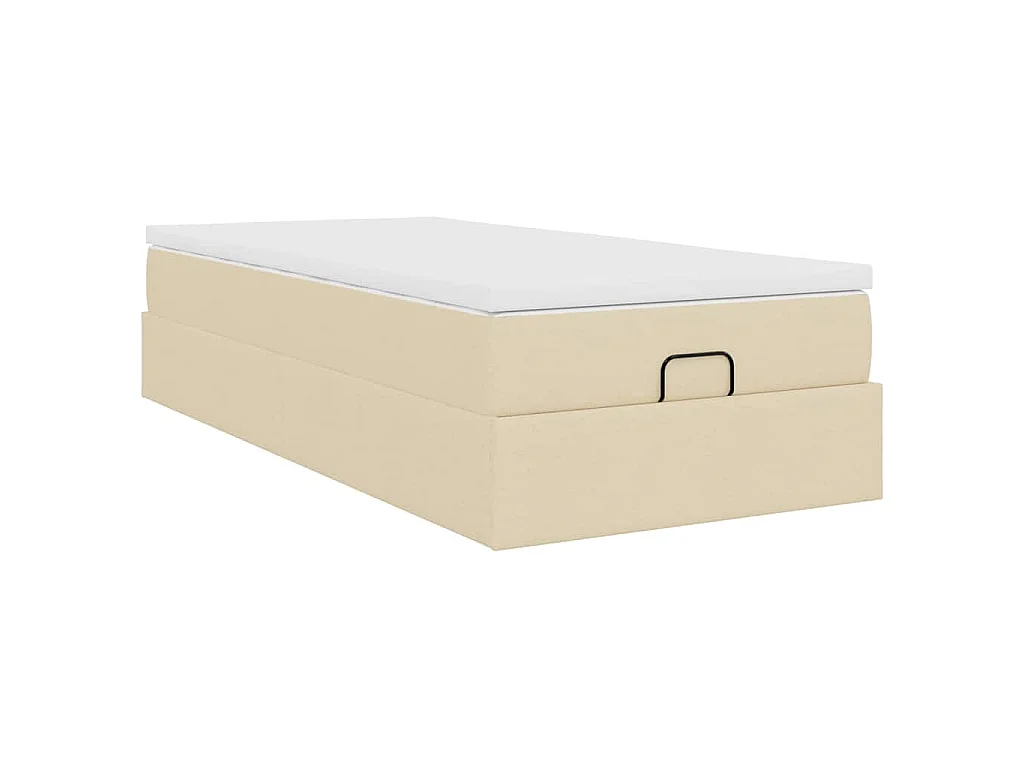 Ottoman bed met matras 90x200cm stof crèmekleurig