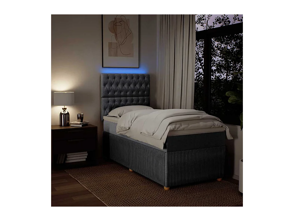 Giroletto a Molle con Materasso Grigio Chiaro 90x200 cm Tessuto