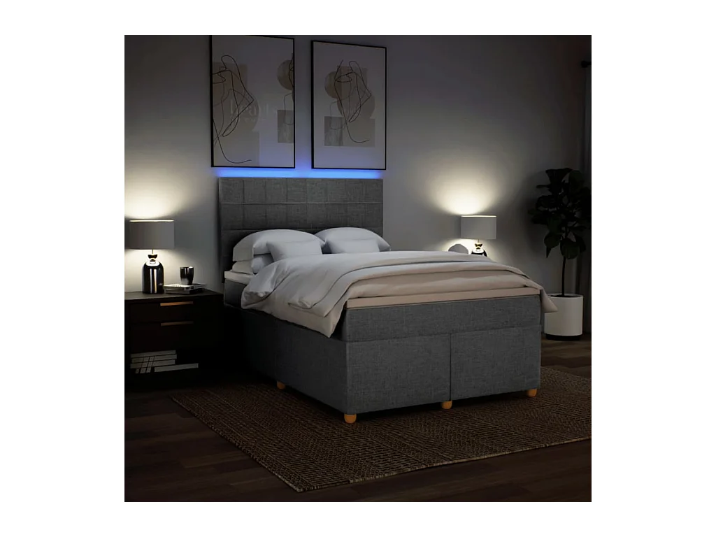 Sommier à lattes de lit avec matelas Gris clair 140x200cm Tissu