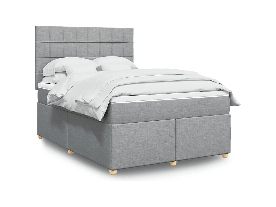 Boxspring met matras stof lichtgrijs 140x200 cm