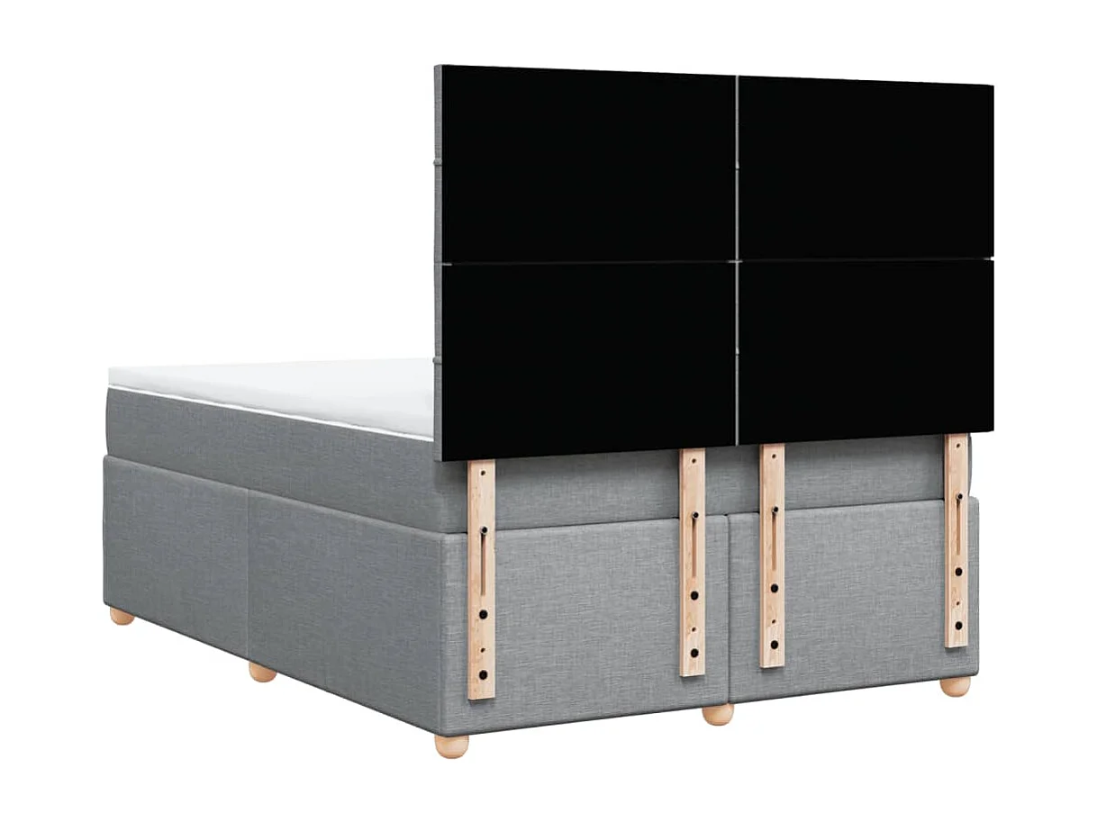 Cama box spring con colchón tela gris claro 140x200 cm