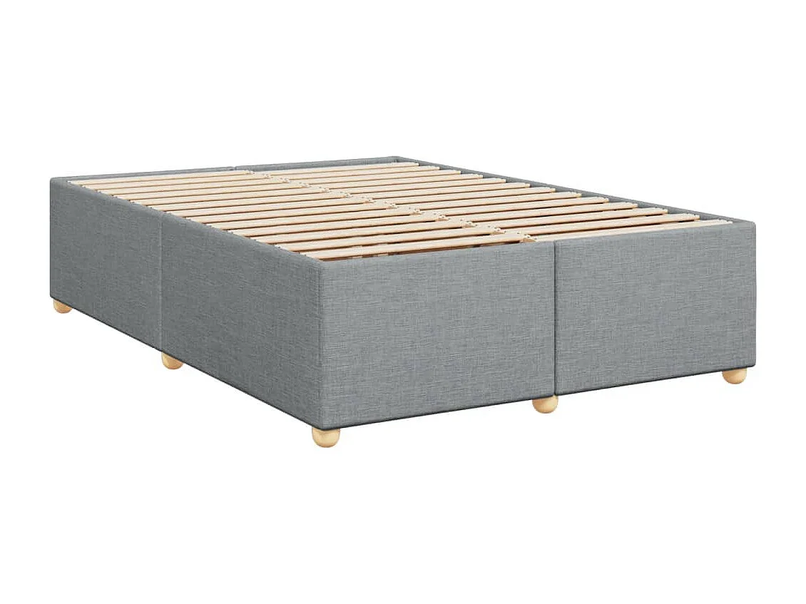 Cama box spring con colchón tela gris claro 140x200 cm
