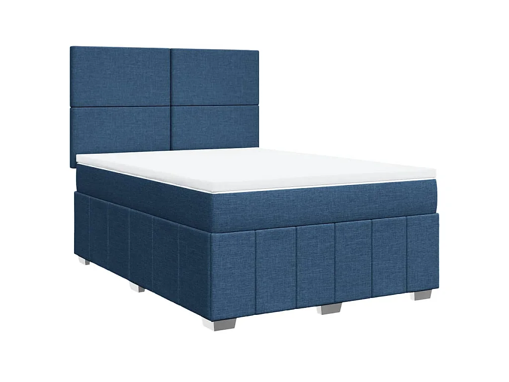 Cama com molas/colchão 160x200 cm tecido azul