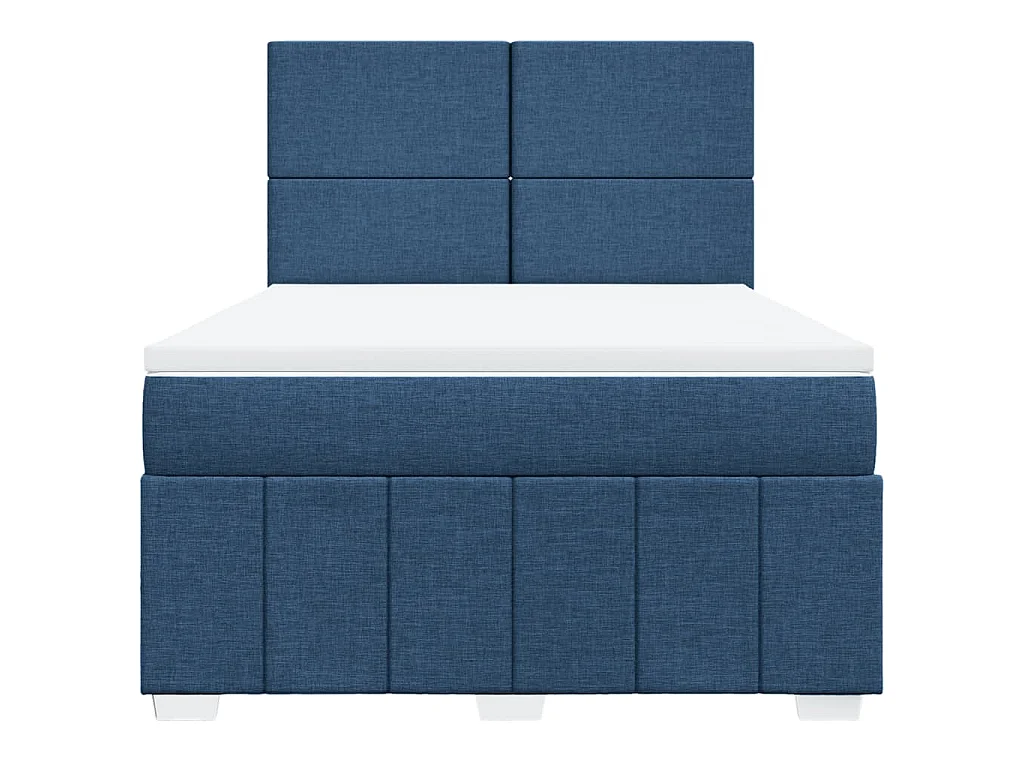 Cama com molas/colchão 160x200 cm tecido azul