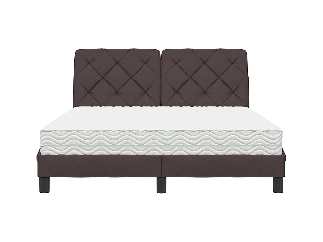 Lit avec matelas marron foncé 140x200 cm tissu