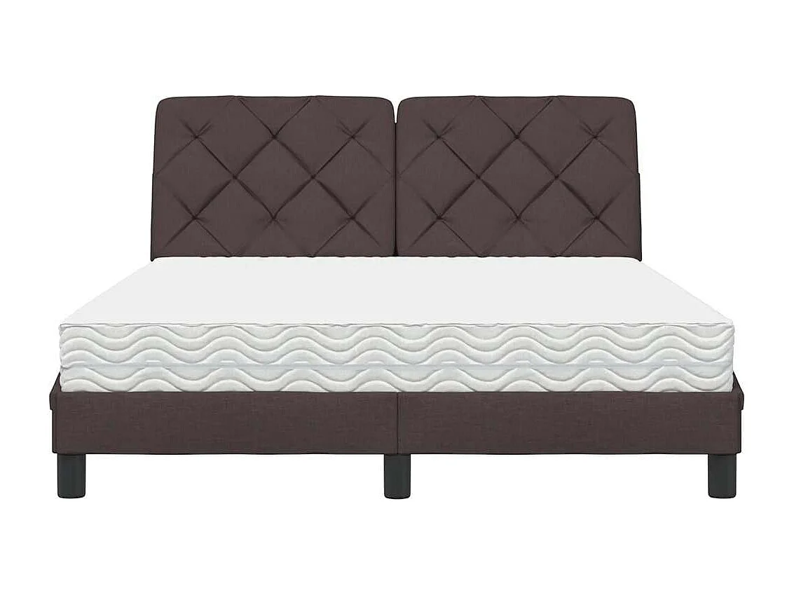 Cama con colchón tela marrón oscuro 140x200 cm