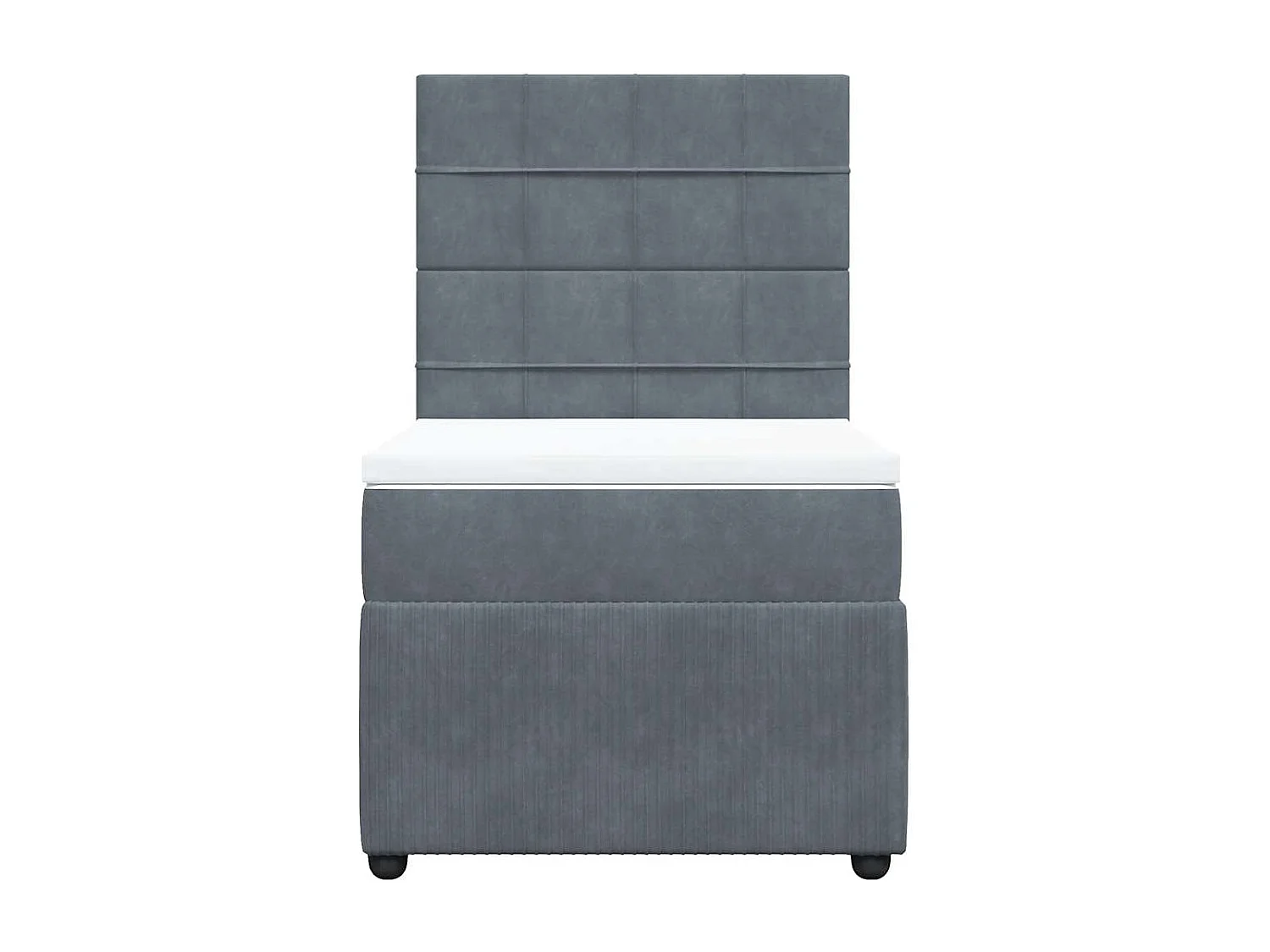 Cama box spring con colchón terciopelo gris oscuro 90x200 cm