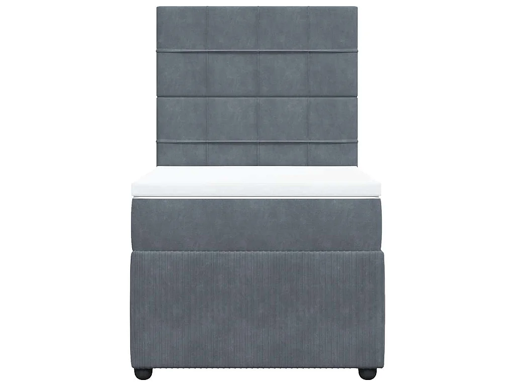 Cama box spring con colchón terciopelo gris oscuro 90x200 cm