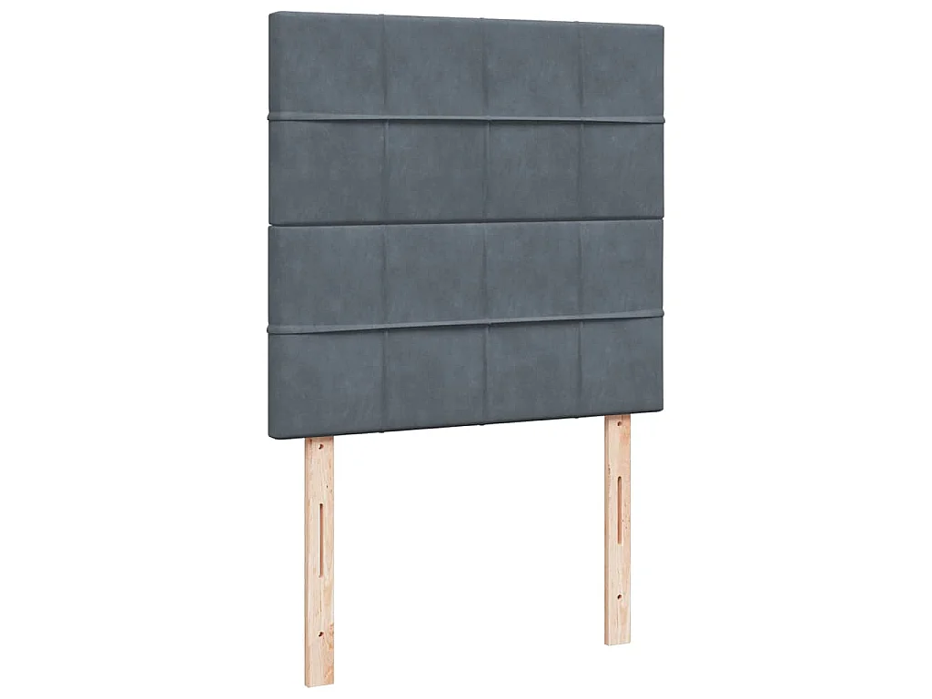 Cama box spring con colchón terciopelo gris oscuro 90x200 cm