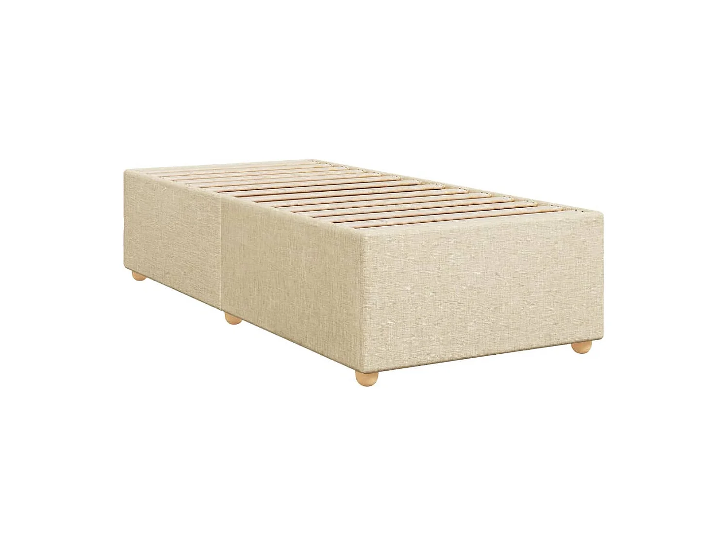 Cama box spring con colchón tela color crema 90x200 cm