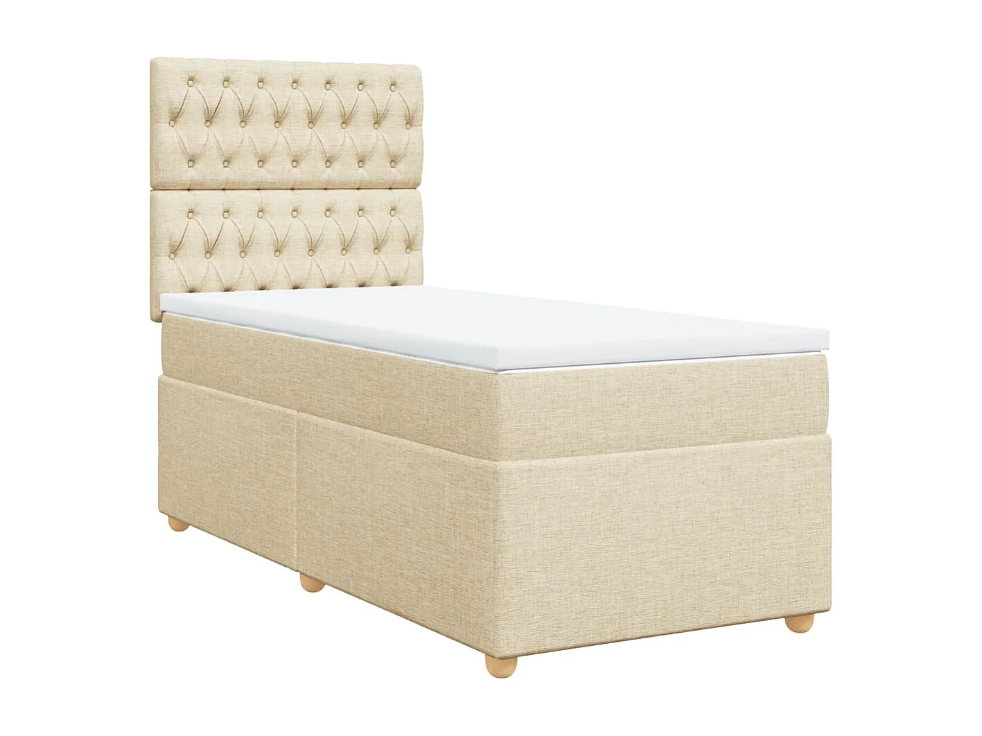 Sommier à lattes de lit avec matelas Crème 90x200 cm Tissu