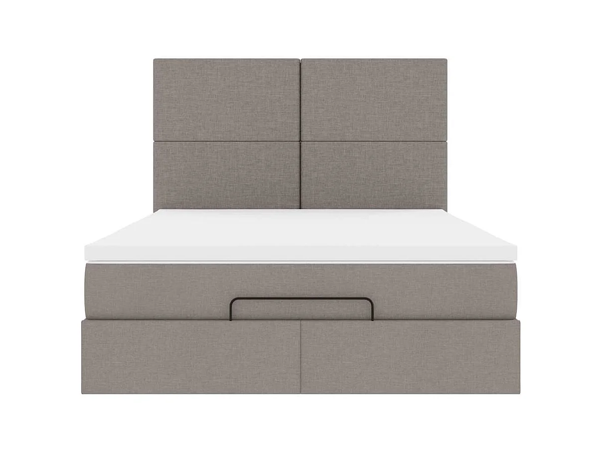 Struttura Letto Pouf con Materasso Tortora 140x200cm in Tessuto