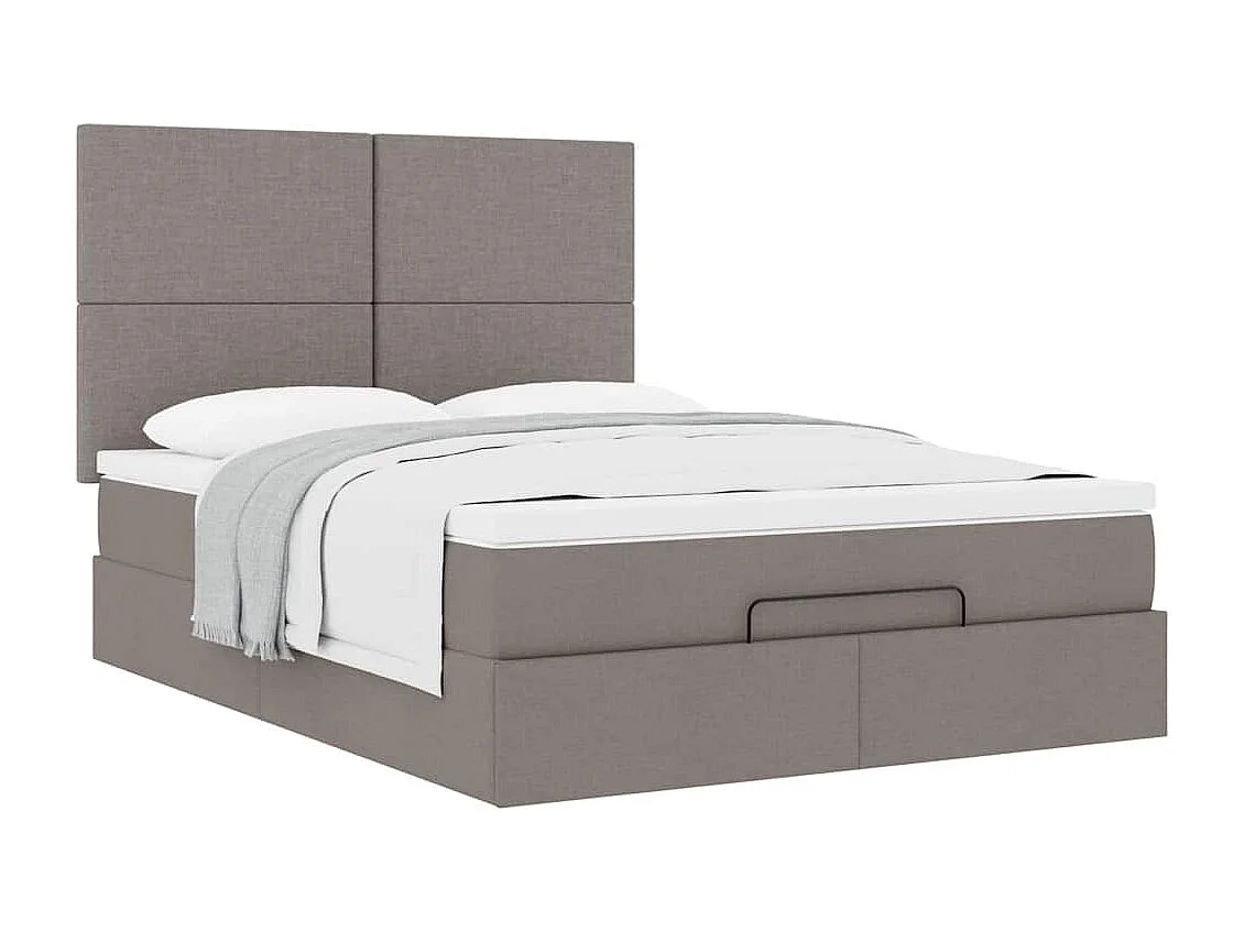 Estructura de cama otomana colchón tela gris pardo 140x200cm
