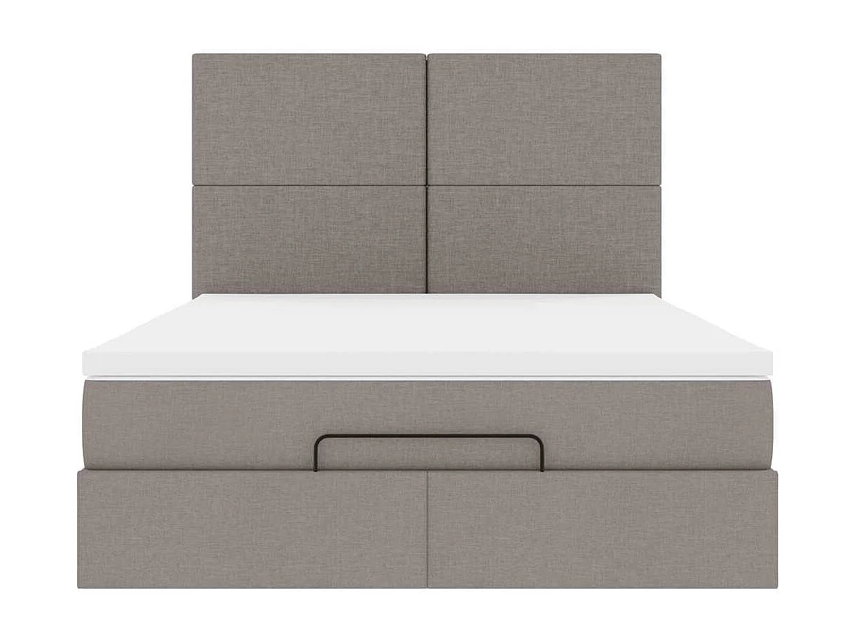 Estructura de cama otomana colchón tela gris pardo 140x200cm