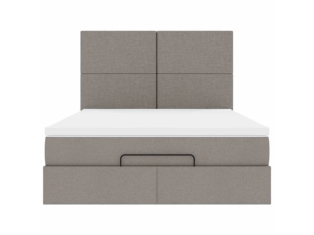 Estructura de cama otomana colchón tela gris pardo 140x200cm
