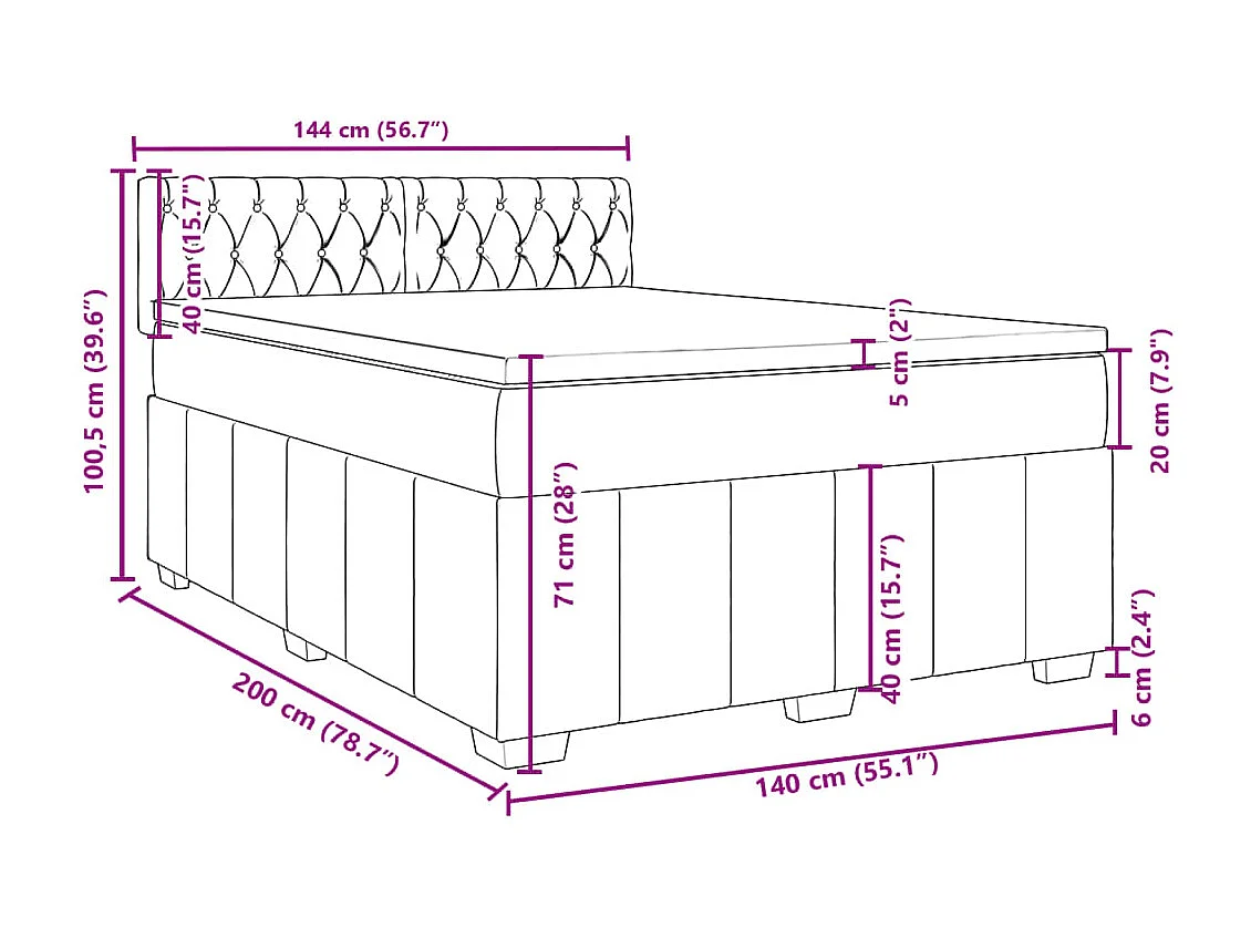 Boxspring met matras stof taupe 140x200 cm