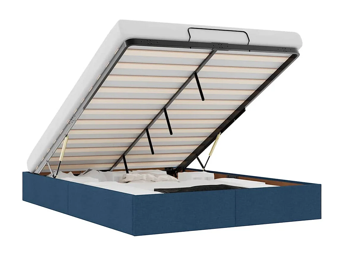 Estrutura de cama otomana sem colchão 140x200 cm tecido azul