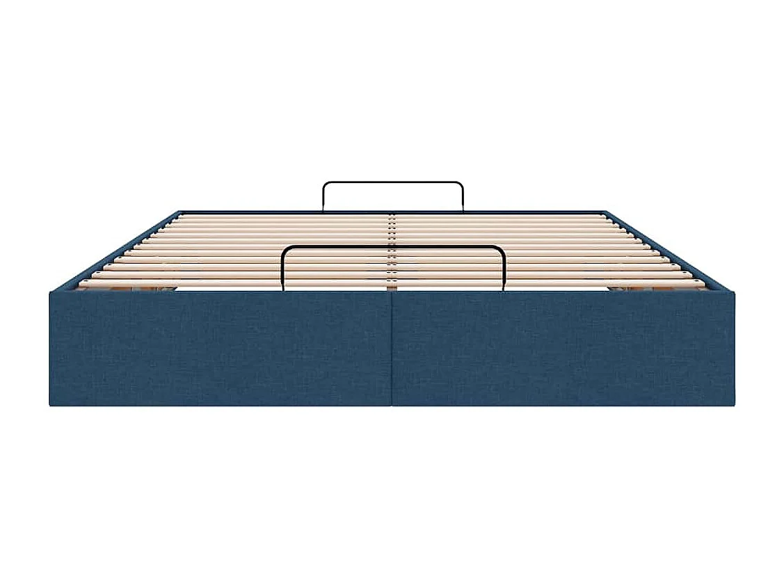 Cadre de lit ottoman sans matelas bleu 140x200 cm tissu