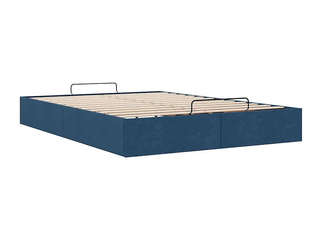 Cadre de lit ottoman sans matelas bleu 140x200 cm tissu
