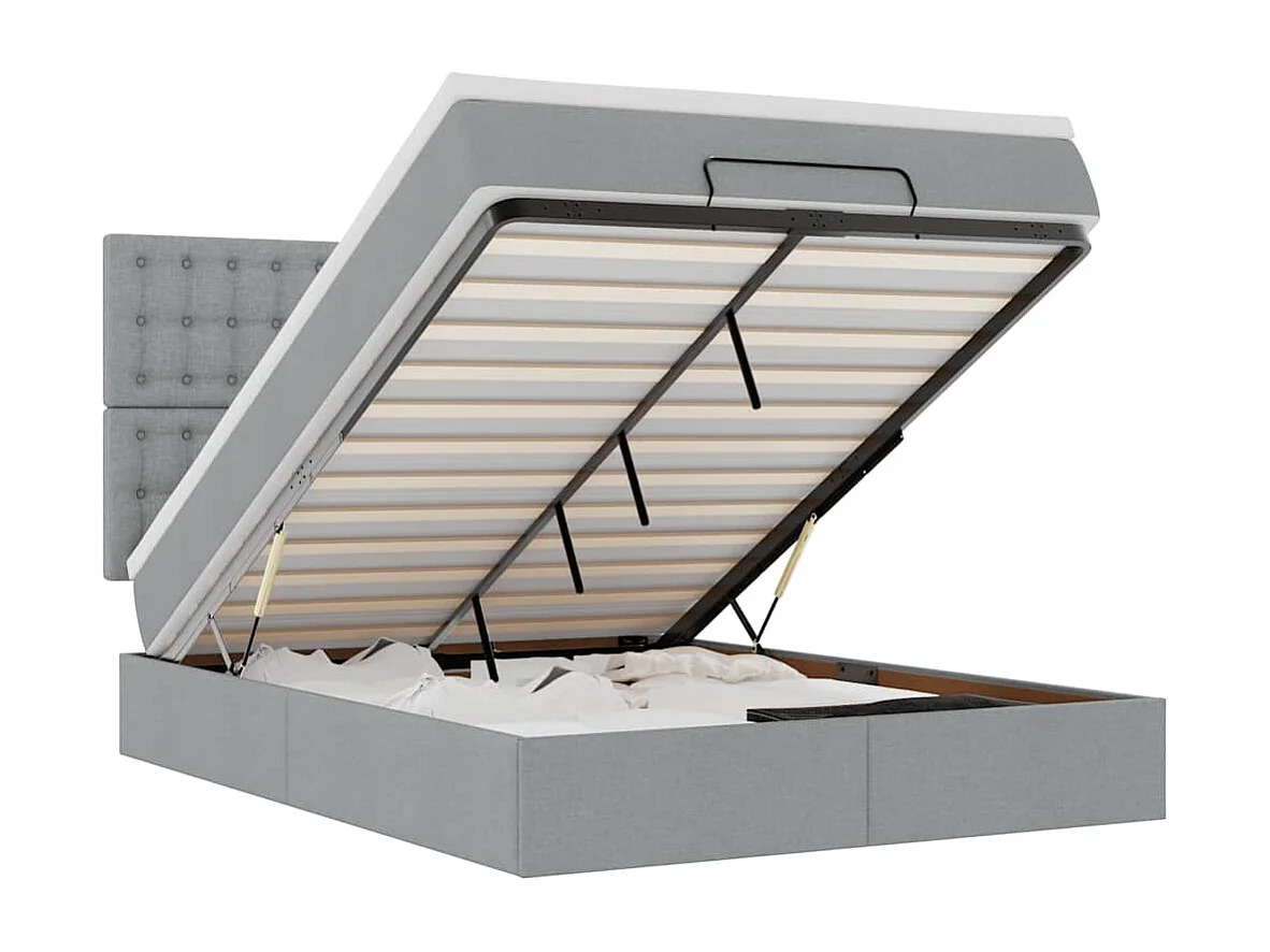 Estrutura de cama otomana com colchão 140x190 cm cinzento claro