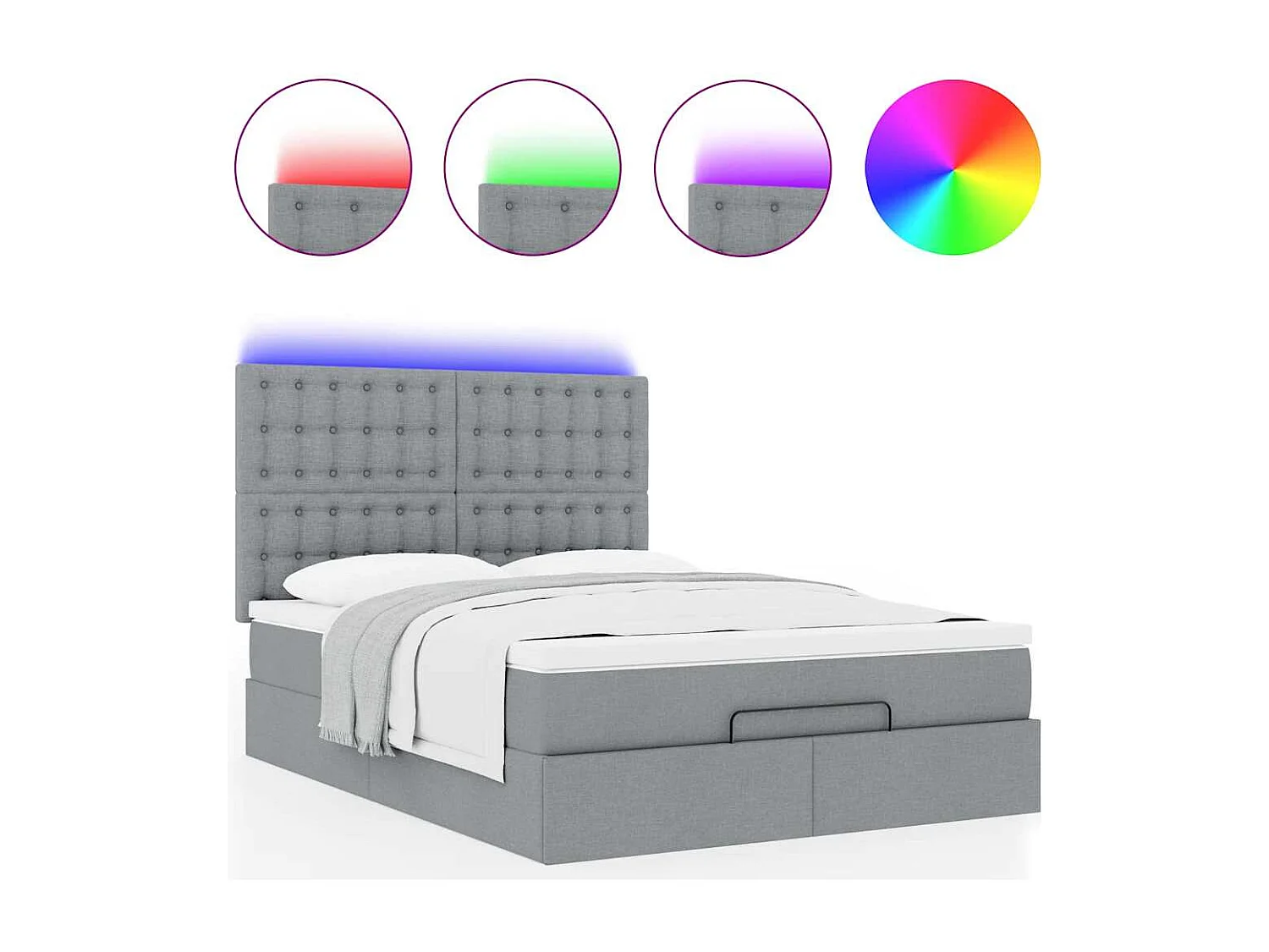 Estrutura de cama otomana com colchão 140x190 cm cinzento claro