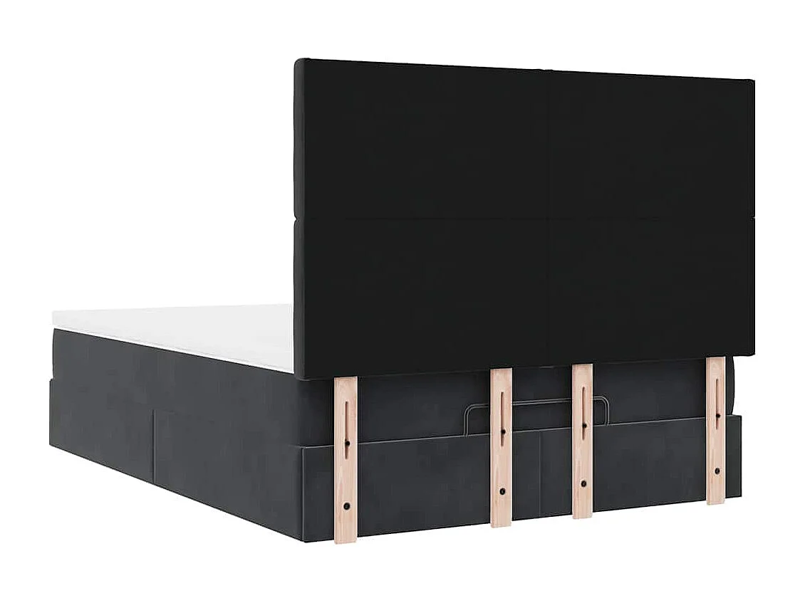 Struttura Letto Pouf con Materassi Nero 140x190 cm in Velluto