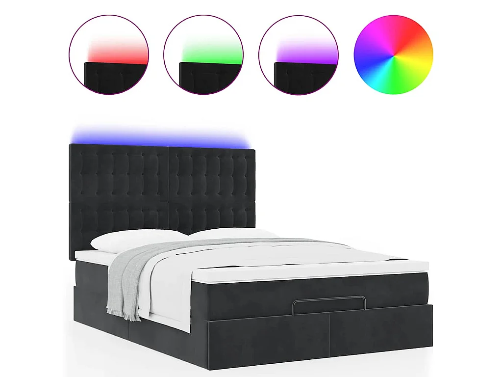 Ottoman bed met matrassen en LED's 140x190cm fluweel zwart