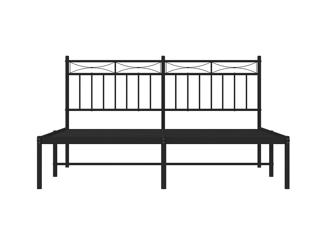 Cadre de lit métal sans matelas et tête de lit noir 160x200 cm