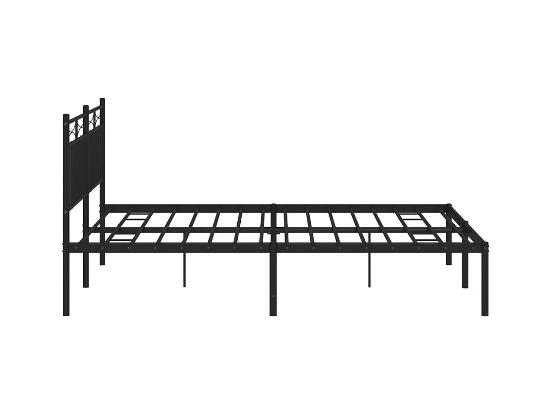 Cadre de lit métal sans matelas et tête de lit noir 160x200 cm