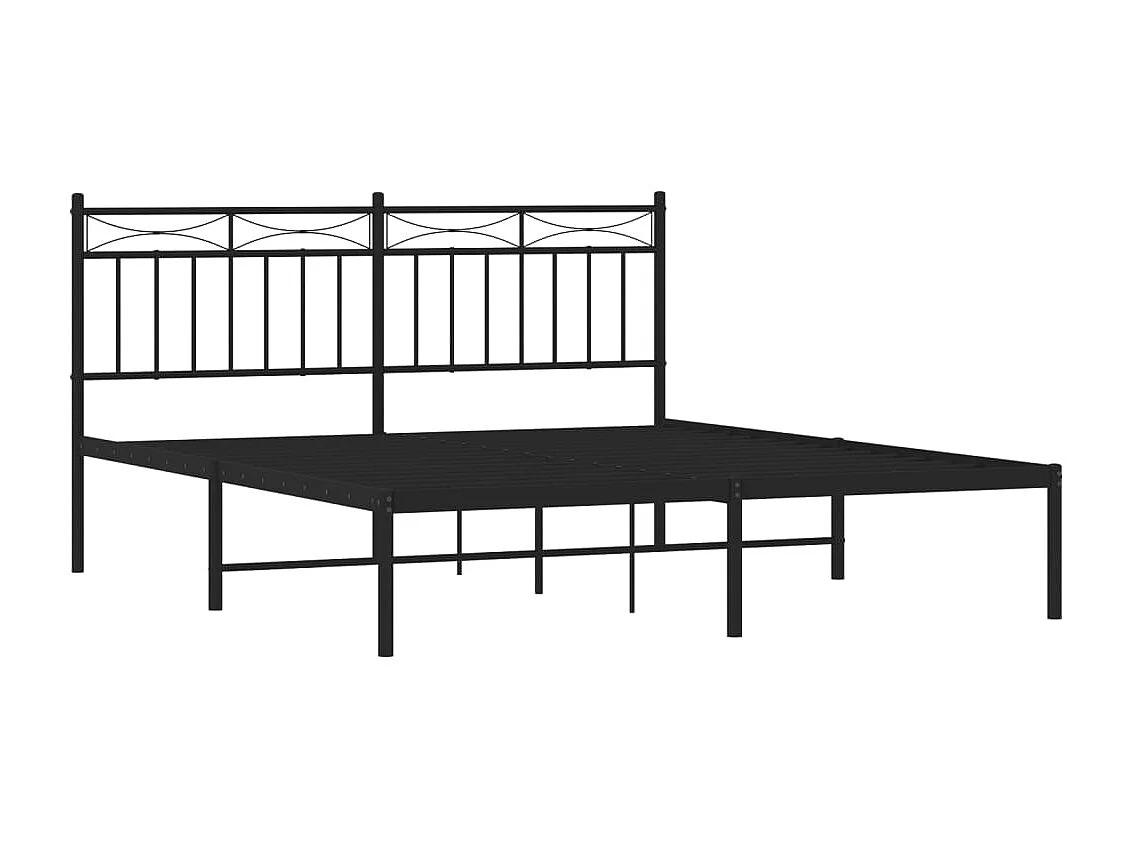 Cadre de lit métal sans matelas et tête de lit noir 160x200 cm