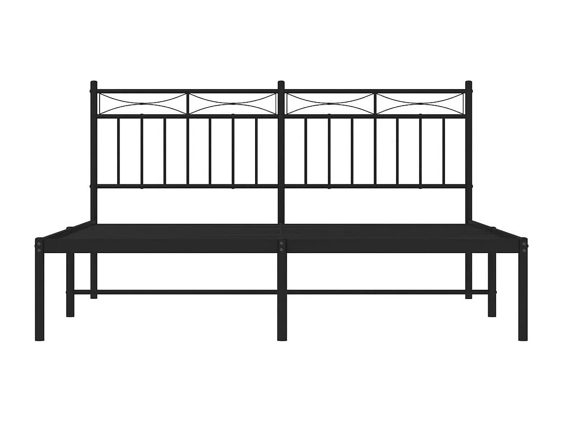 Cadre de lit métal sans matelas et tête de lit noir 160x200 cm