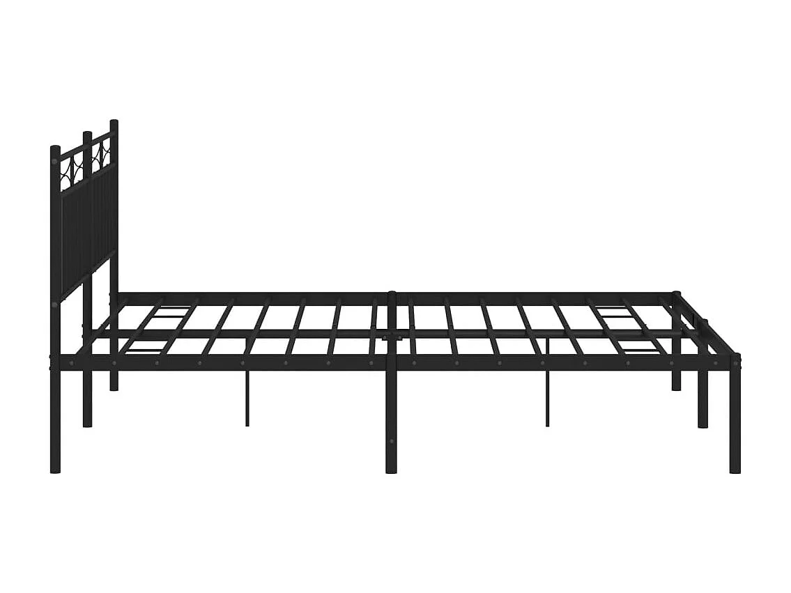 Cadre de lit métal sans matelas et tête de lit noir 160x200 cm