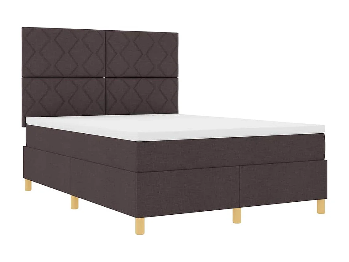 Letto a Sorgente LED Marrone Scuro 140 x 200 cm Tessuto