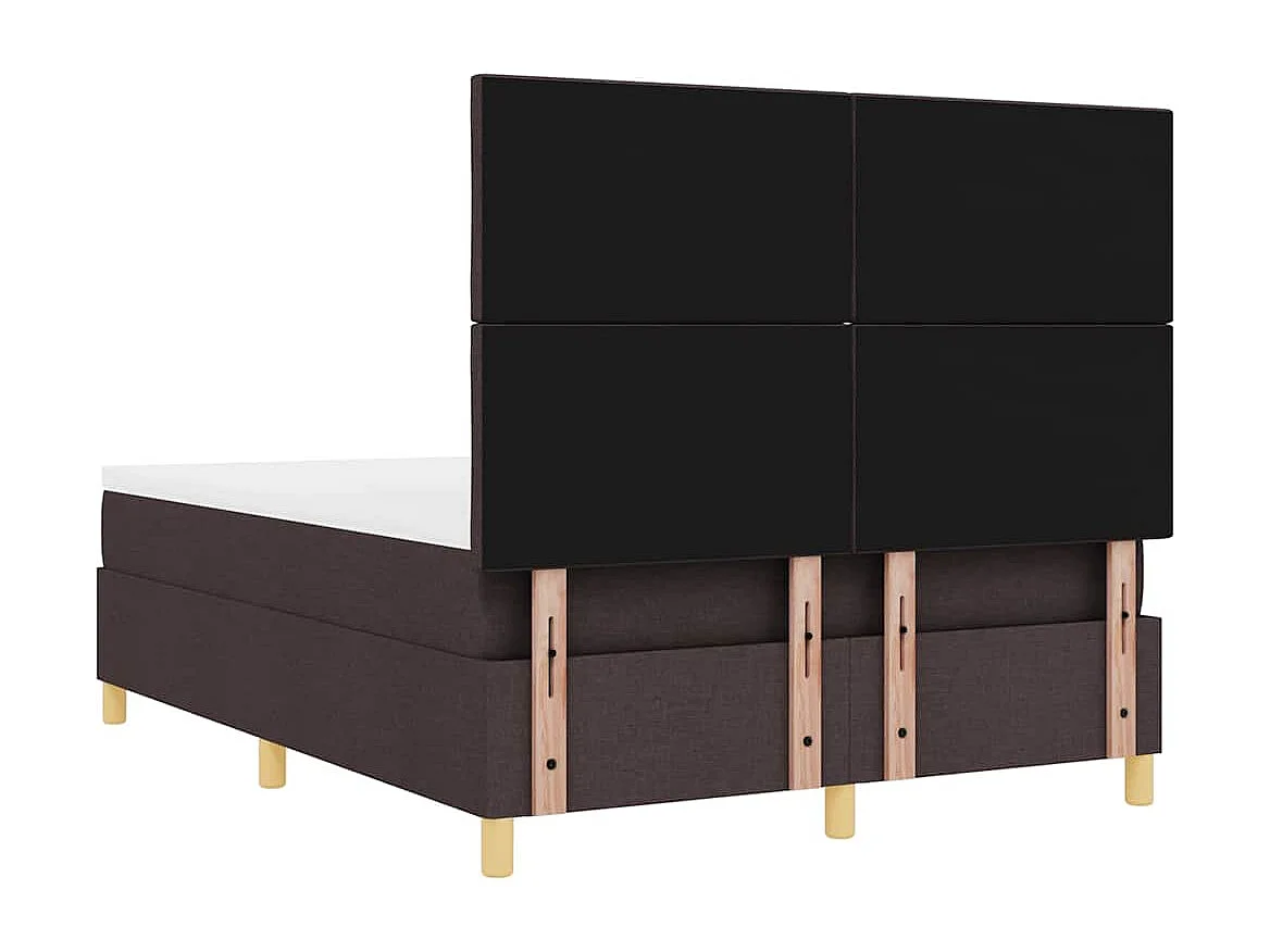 Letto a Sorgente LED Marrone Scuro 140 x 200 cm Tessuto