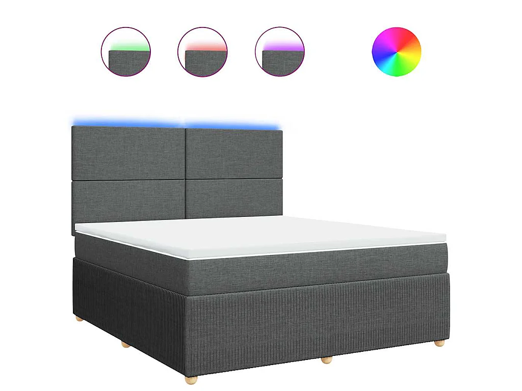 Cama box spring con colchón tela gris oscuro 180x200 cm