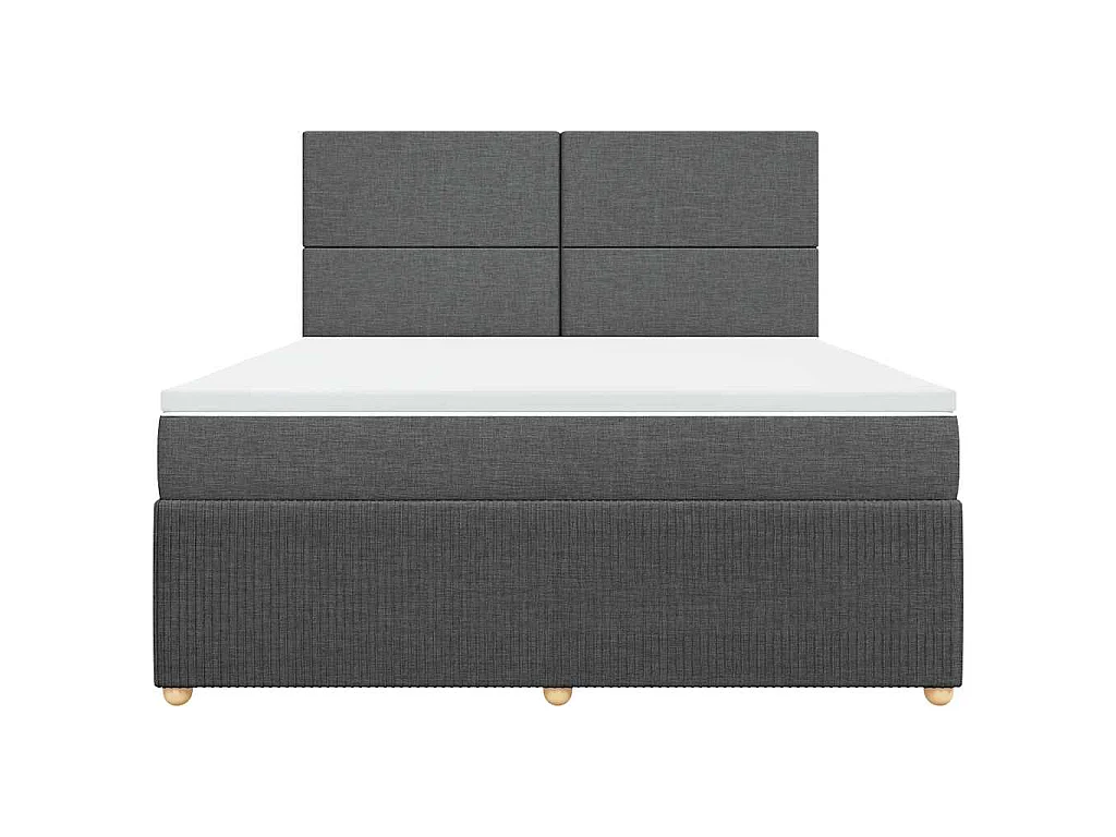 Cama box spring con colchón tela gris oscuro 180x200 cm