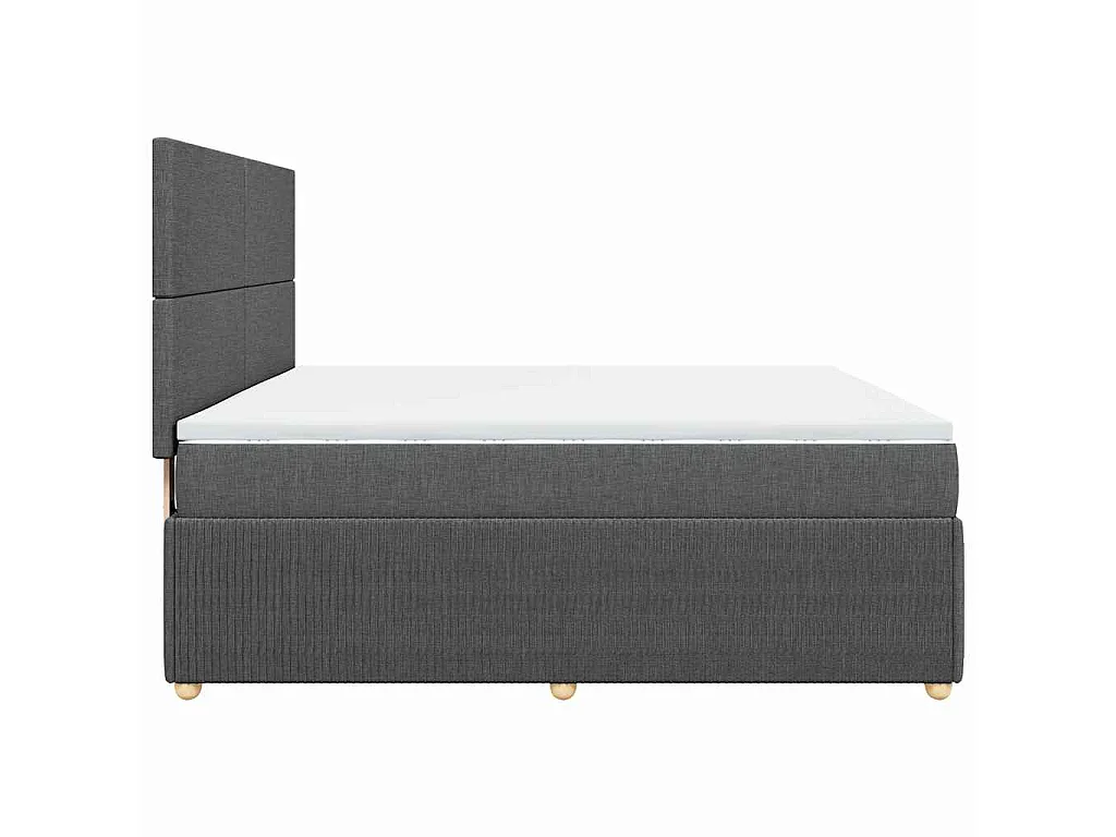 Cama box spring con colchón tela gris oscuro 180x200 cm