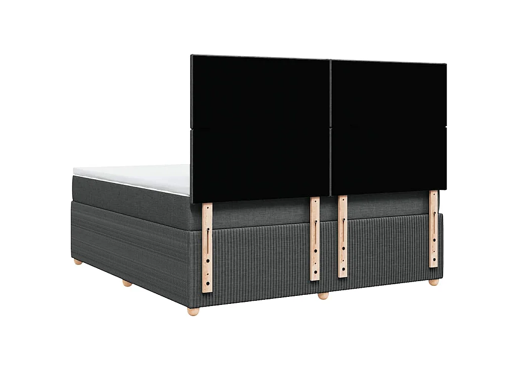 Cama box spring con colchón tela gris oscuro 180x200 cm