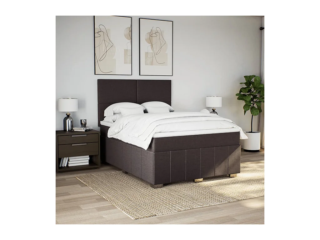 Sommier à lattes de lit avec matelas Marron foncé 160x200 cm