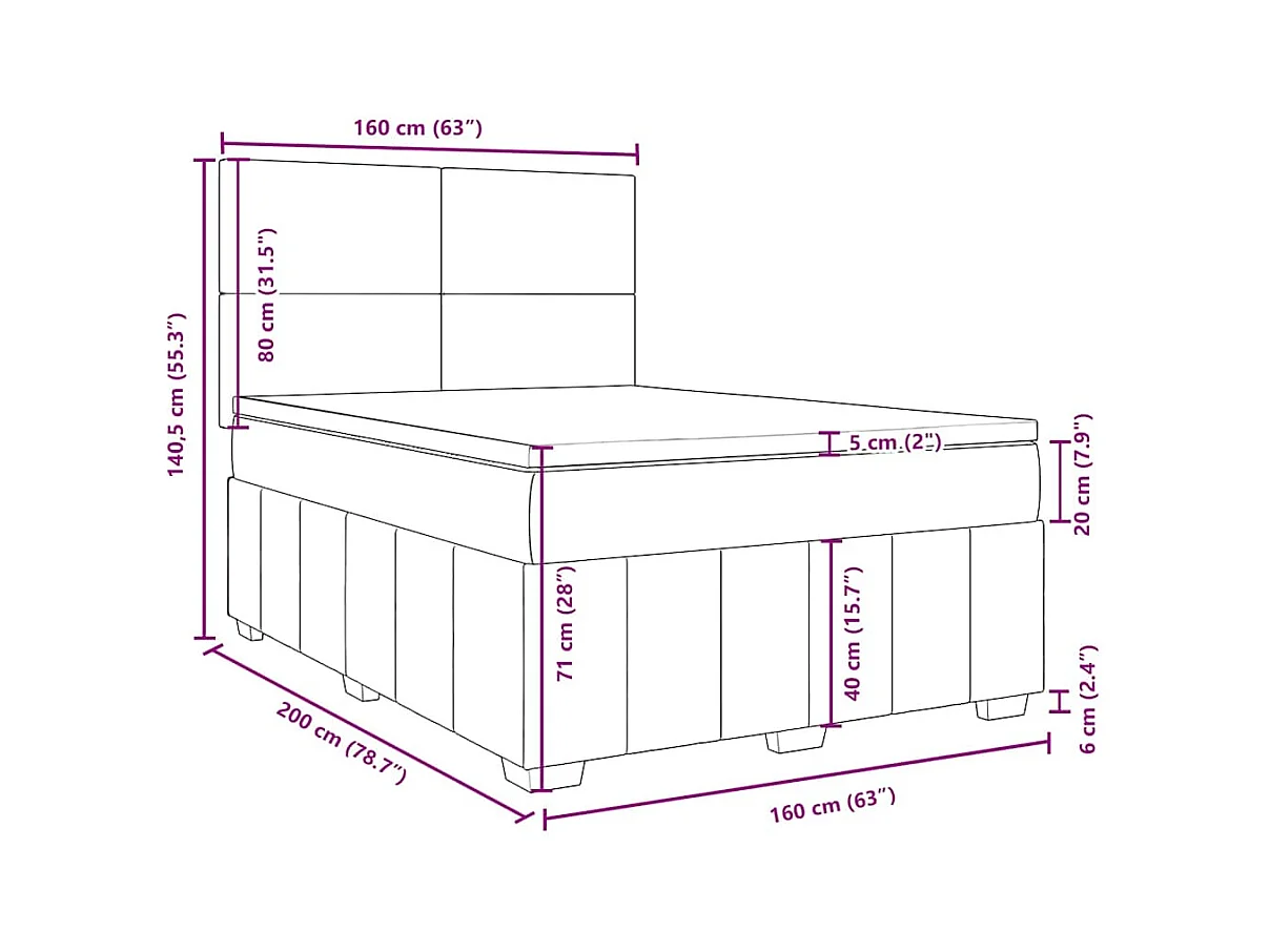 Sommier à lattes de lit avec matelas Marron foncé 160x200 cm