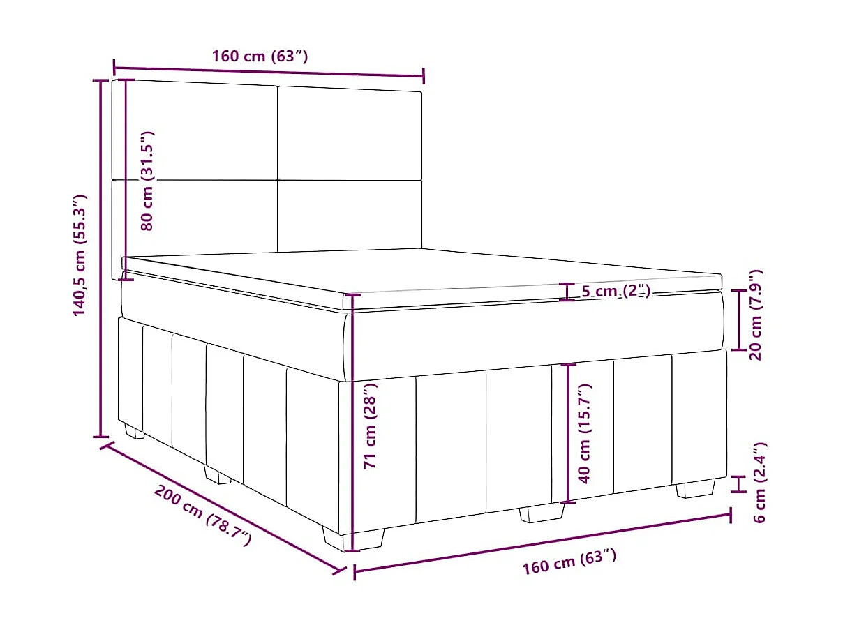 Boxspring met matras stof donkerbruin 160x200 cm